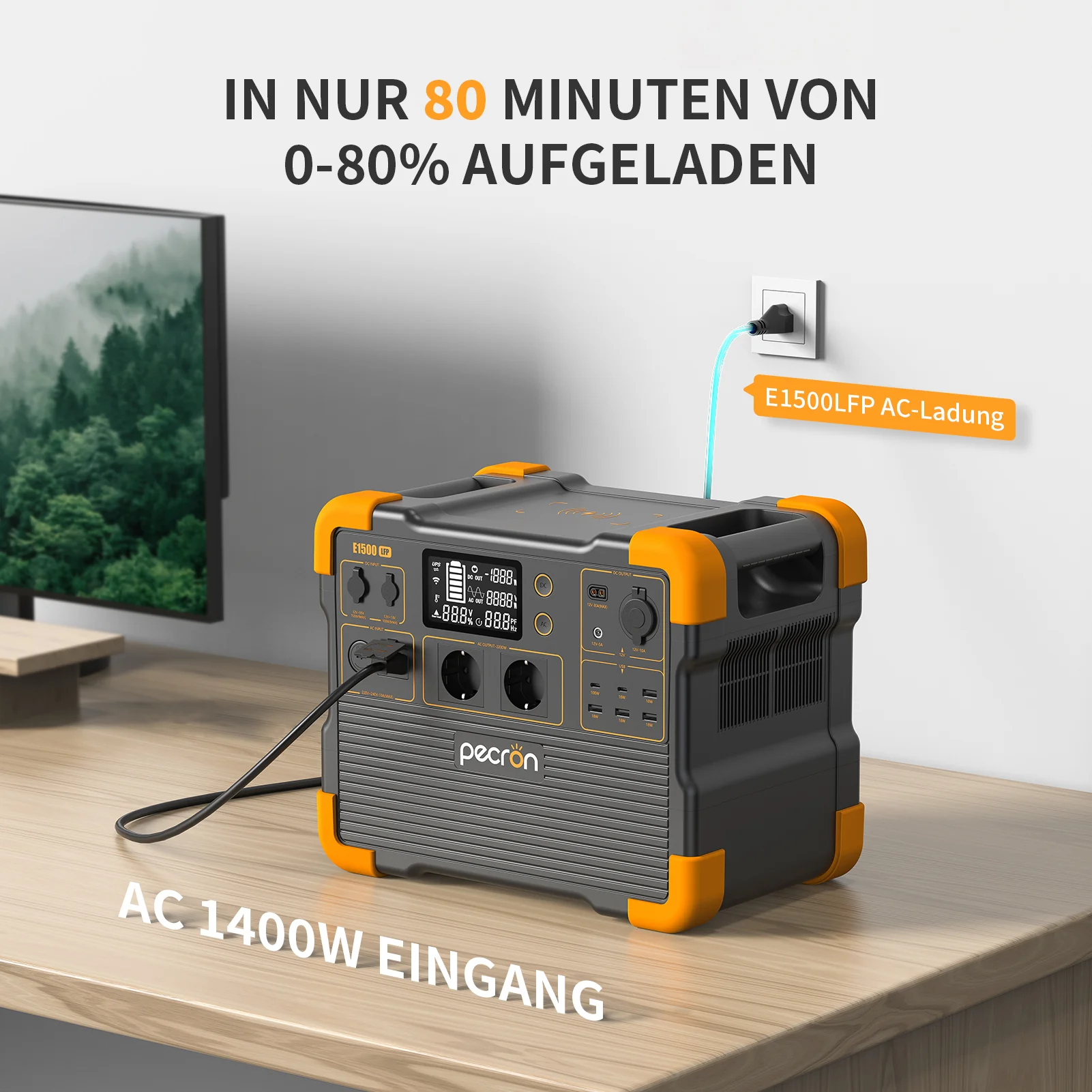 PECRON 230V E1500LFP 2200W 1536Wh Portable Power Station EU Version - Image 2
