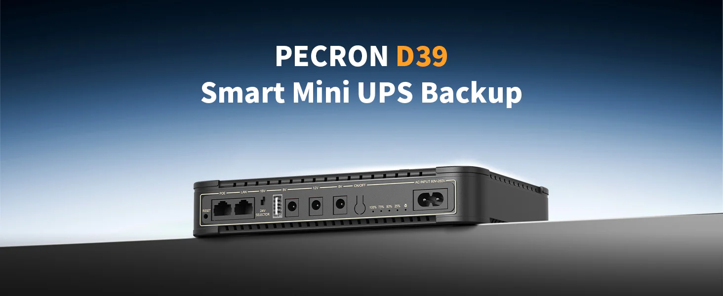 Pecron D39 DC UPS Battery Backup, 38.48Wh Small UPS for WiFi Router/Modem/Security Camera/Phone, With PoE Port, 5V/9V/12V - Image 11