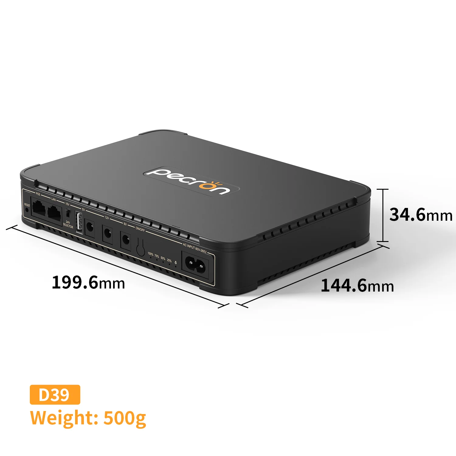 Pecron D39 DC UPS Battery Backup, 38.48Wh Small UPS for WiFi Router/Modem/Security Camera/Phone, With PoE Port, 5V/9V/12V - Image 6