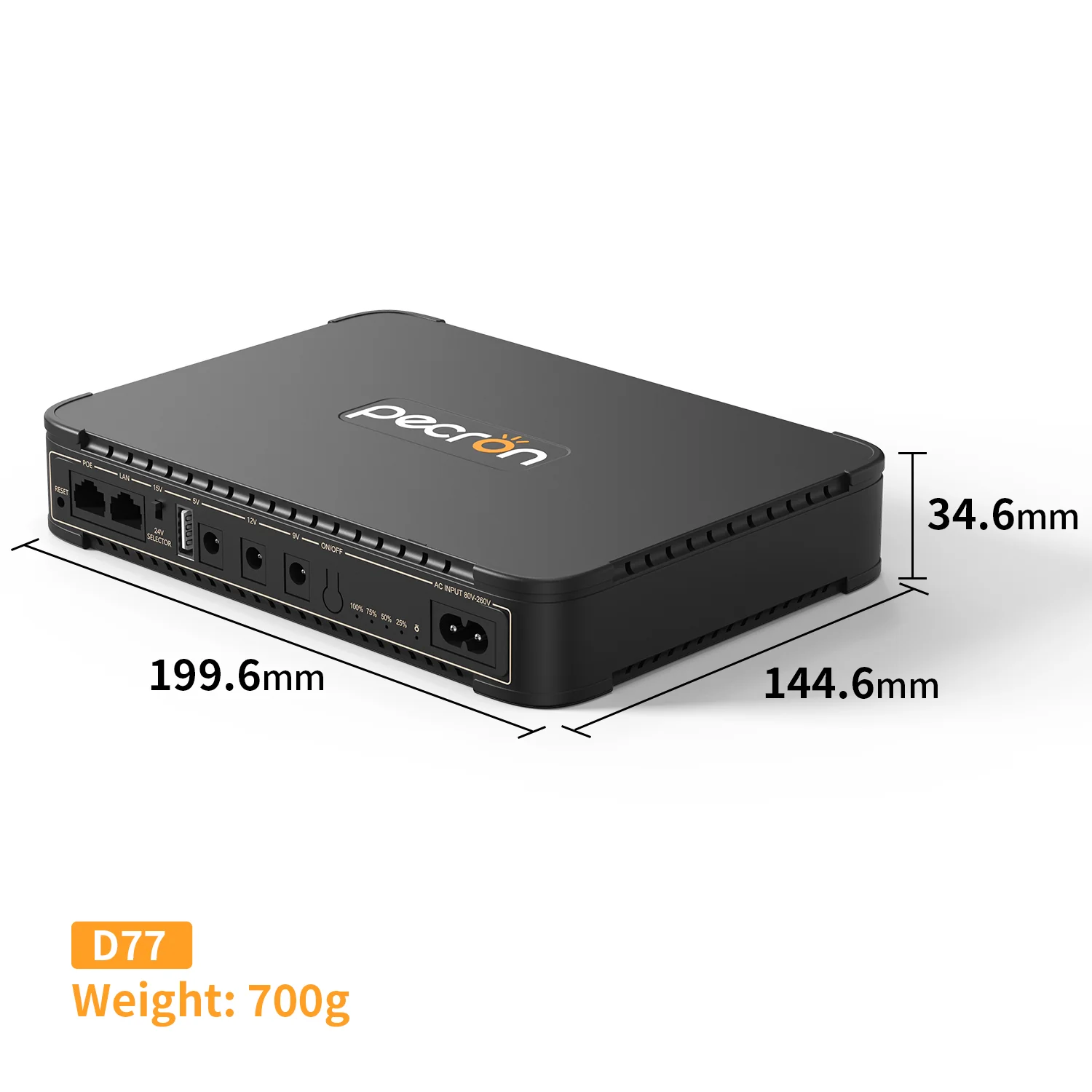 Pecron D77 DC UPS Battery Backup, 76.96Wh Small UPS for WiFi Router/Modem/Security Camera/Phone, With PoE Port, 5V/9V/12V - Image 6