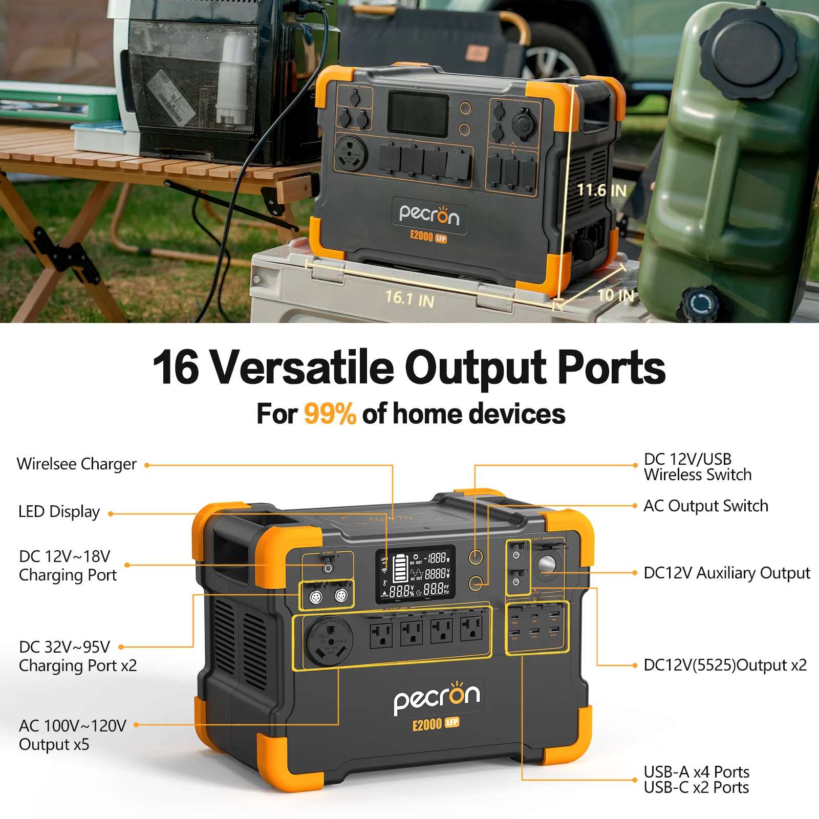 PECRON E2000LFP Expandable Portable Power Station 2000W 1920Wh - Image 18