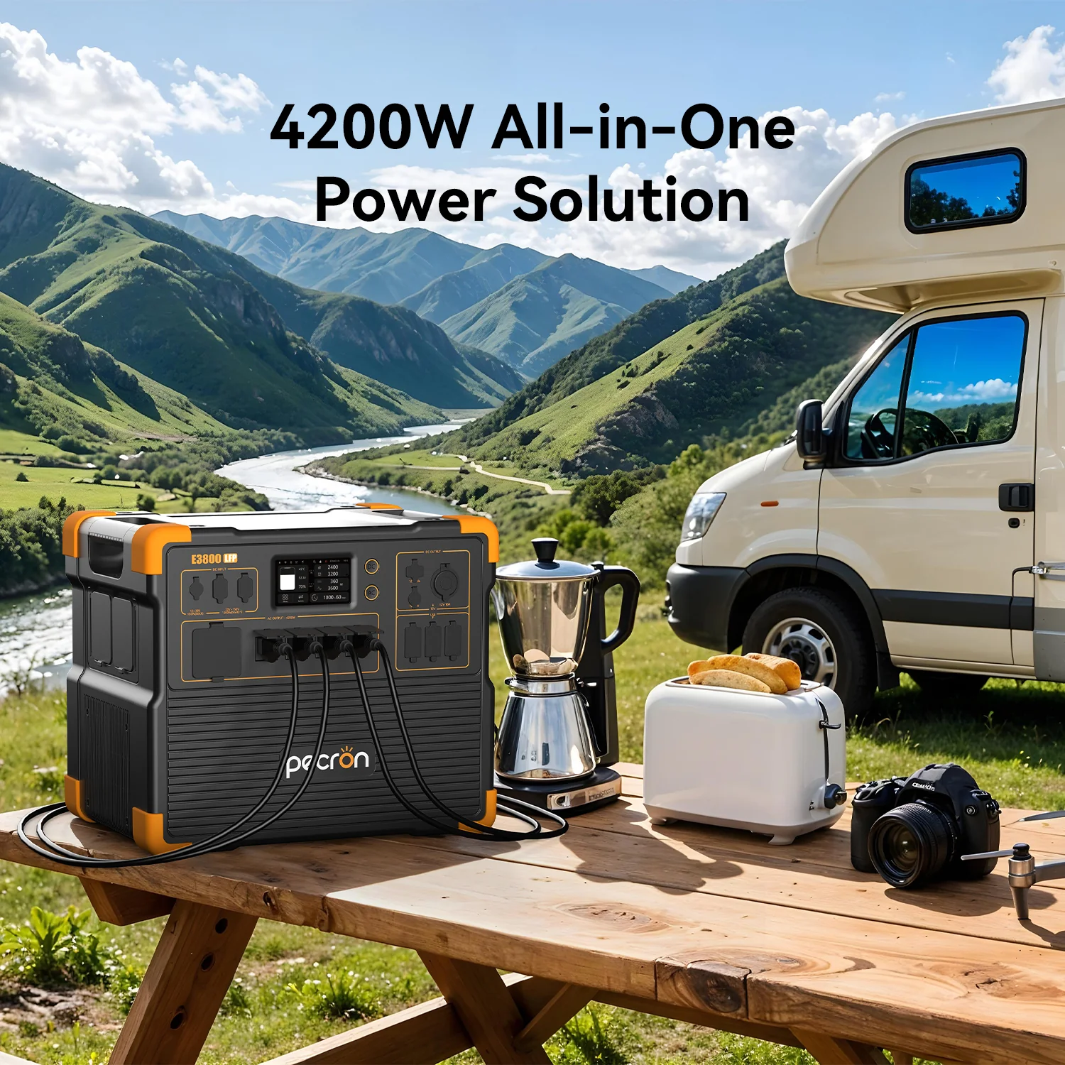PECRON E3800LFP Solar Generator 4200W 3840Wh with Free Cart - Image 5