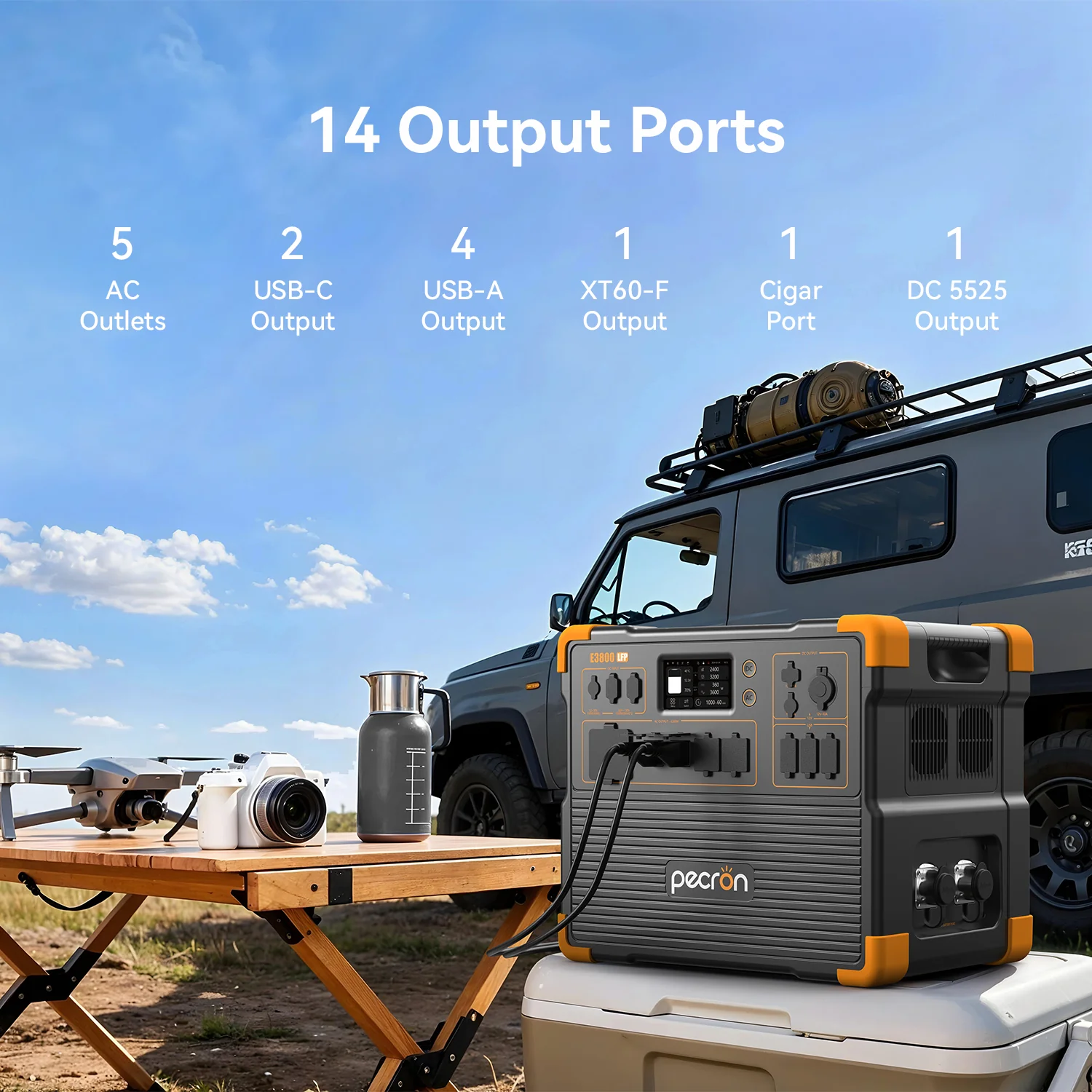 PECRON E3800LFP Solar Generator 4200W 3840Wh with Free Cart - Image 8