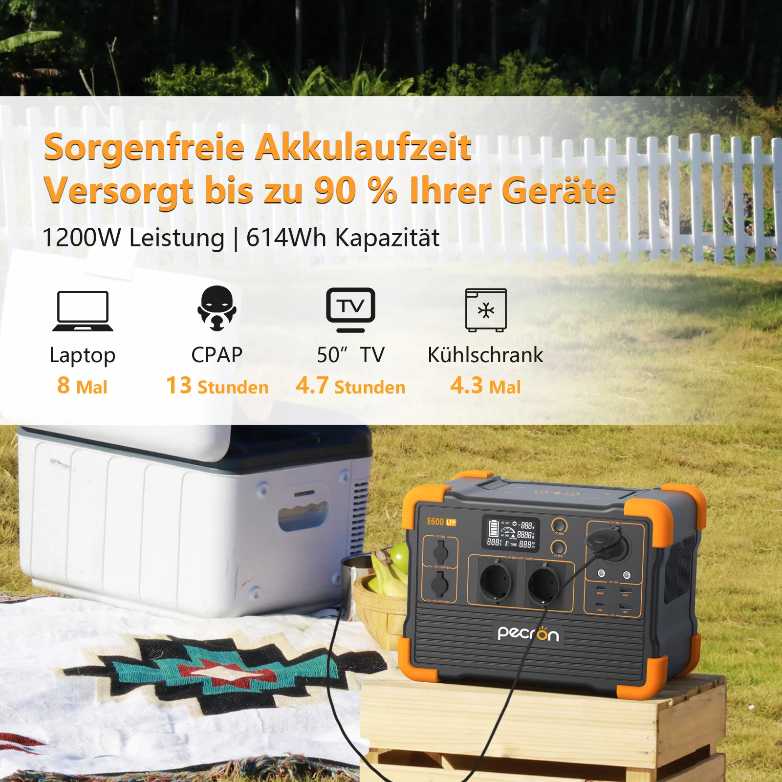 PECRON E600LFP 230V Portable Power Station 1200W 614Wh LiFePo4 EU Version - Image 10