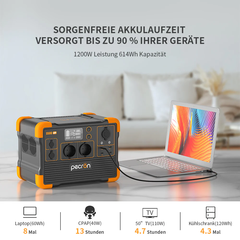 PECRON E600LFP 230V Portable Power Station 1200W 614Wh LiFePo4 EU Version - Image 5