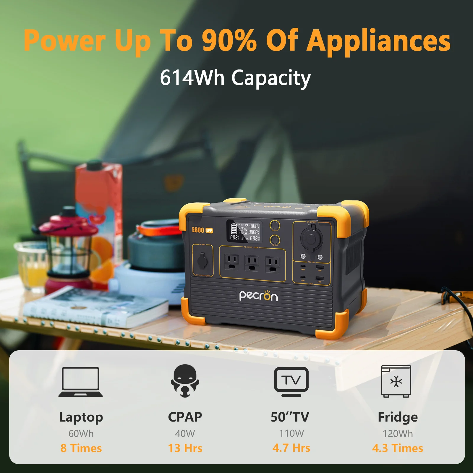 PECRON E600LFP Portable Power Station 1200W 614Wh LiFePo4 - Image 12